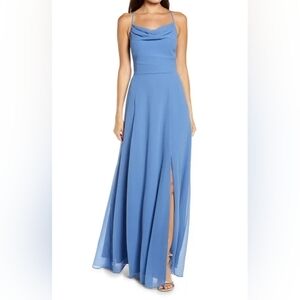 WAYF The Wesley Cowl Neck Chiffon Gown